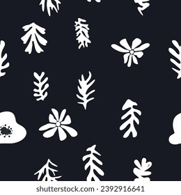 Trendy floral seamless pattern inspired by black and white floral pattern