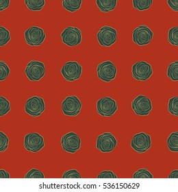 Trendy floral seamless pattern in neutral, green and orange colors. Vector illustration.