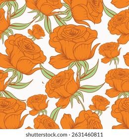 Padrão elegante floral sem emenda. Simples margarida vermelha e bege. Modelo de flor de primavera para embalagem, cartões postais, impressão têxtil, papel de parede. Ilustração desenhada à mão isolada sobre fundo branco