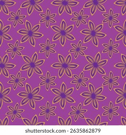Trendy floral seamless pattern. Simple red and beige daisy. Spring flower template for packaging, postcards, textile printing, wallpaper. Hand drawn illustration isolated on white background.
