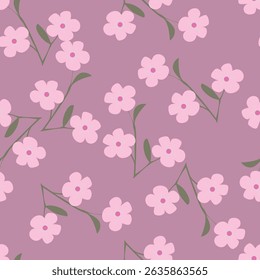 Trendy floral seamless pattern. Simple red and beige daisy. Spring flower template for packaging, postcards, textile printing, wallpaper. Hand drawn illustration isolated on white background.