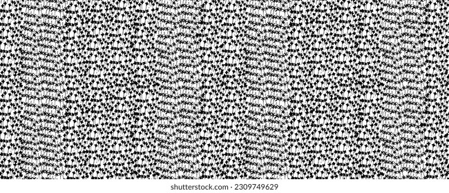 Modalidades florales de moda sin costura con flores pequeñas para el diseño de tejidos. Flores de textura blanca y negra al estilo japonés. Ilustración vectorial de verano. Textura de grueso abstracto. Patrón de pincel dibujado a mano.