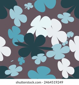 Trendy floral seamless pattern. vintage 70s style flower background illustration. Colorful pastel color groovy artwork bundle, y2k nature backgrounds with spring plants.