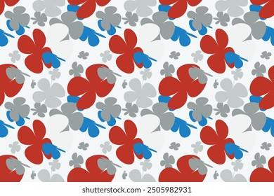 Trendy Floral Seamless Pattern Vintage 70s Style Flower Background Illustration. Colorful Pastel Color Groovy Artwork Bundle, Y2k Nature Backgrounds With Spring Plants.
