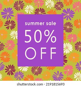 Trendy floral square sale templates. Discount shopping concept. Suitable for social media posts, mobile apps, cards, invitations, banners design and web, internet ads.