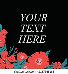 Trendy floral square template. Suitable for social media posts, mobile apps, cards, invitations, banners design and internet ads. Vector illustration.