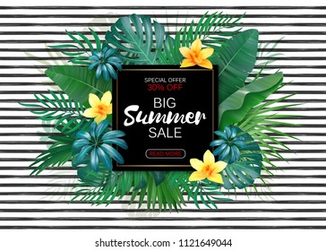 Trendy floral vector template. Summer flowers and 