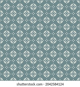 Trendy floral vintage pattern. Seamless ornament with flowers, beautiful teal, green, shapes. Vector background for design of textiles, clothing, wallpaper, packaging, postcards, wrappers, paper