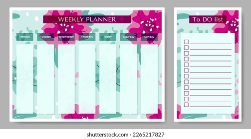 La lista de moda Floral Weekly Planner with To Do.