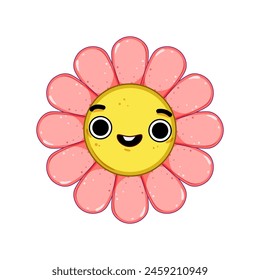 trendy flower character cartoon. sticker spring, floral arm, run mascot trendy flower character sign. isolated symbol vector illustration