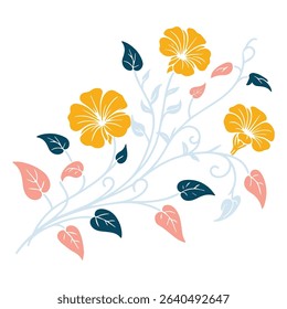trendy flower drawing with fine line petal artwork.hand drawn floral design for printing.fashion inspired botanical sketch for cushion covers

