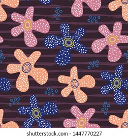 Trendy flower pattern with seamless hand drawn flowers cute design scandinavian style