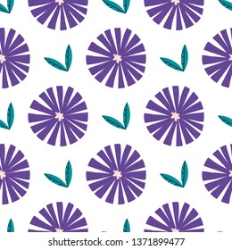 Trendy flowers and leaves seamless pattern for your design. Sketch for wrapping paper, floral textile, background fill, fabric. 