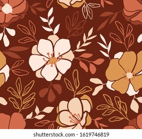 Trendy flowers seamless pattern. Small vector floral background illustration. Spring floral texture for fabric, fashion print and wallpaper.