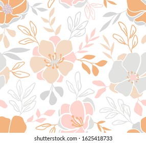 Trendy flowers seamless pattern. Small vector floral background illustration. Spring floral texture for fabric, fashion print and wallpaper.