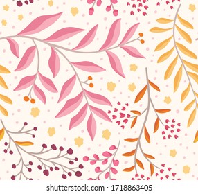 Trendy flowers seamless pattern. Small vector floral background illustration. Spring floral texture for fabric, fashion print and wallpaper.