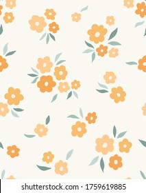 Trendy flowers seamless pattern. Small vector floral background illustration. Spring floral texture for fabric, fashion print and wallpaper.