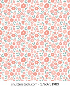 Trendy flowers seamless pattern. Small vector floral background illustration. Spring floral texture for fabric, fashion print and wallpaper.