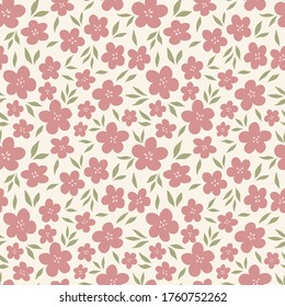Flores de moda sin costura. Pequeña ilustración de fondo floral vectorial. Textura floral primaveral para tela, estampado de moda y papel pintado.