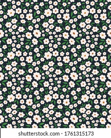 Trendy flowers seamless pattern. Small vector floral background illustration. Spring floral texture for fabric, fashion print and wallpaper.