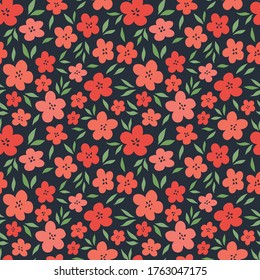 Flores de moda sin costura. Pequeña ilustración de fondo floral vectorial. Textura floral primaveral para tela, estampado de moda y papel pintado.