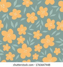 Trendy flowers seamless pattern. Small vector floral background illustration. Spring floral texture for fabric, fashion print and wallpaper.