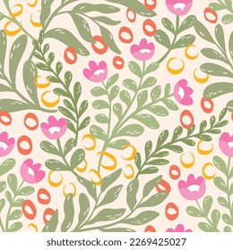 Trendy flowers seamless pattern. Small vector floral background illustration. Spring floral texture for fabric, fashion print and wallpaper.