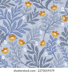 Trendy flowers seamless pattern. Small vector floral background illustration. Spring floral texture for fabric, fashion print and wallpaper.