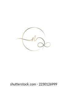 A trendy and flowing signature font N vector logo template