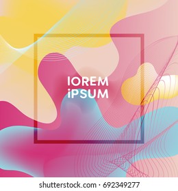 Trendy fluid color abstract background with frame. Backdrop, card, poster, modern frame. Brochure design