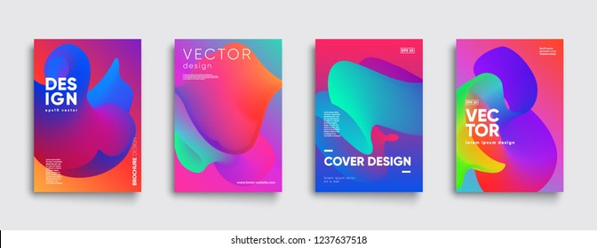 Trendy fluid covers set. Cool gradient shapes composition. Eps10 vector. Trendy fluid covers set. Cool gradient shapes composition. Eps10 vector.