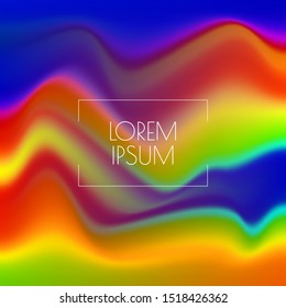 Trendy fluid gradient background. Colorful abstract liquid backdrop. Vector illustration with multicolored distorted wave.