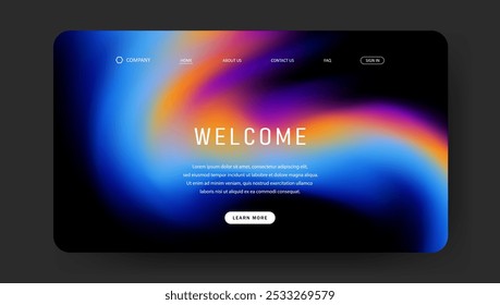 Trendy fluid gradient landing page, colorful abstract. Futuristic design wallpaper for banner, poster, cover, flyer, presentation, advertising, landing page