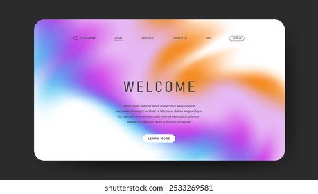 Trendy fluid gradient landing page, colorful abstract. Futuristic design wallpaper for banner, poster, cover, flyer, presentation, advertising, landing page