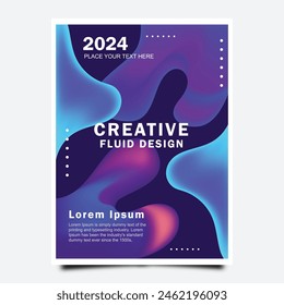 Trendy Fluid Gradient Shape Poster Design. Modern vector template for brochure, leaflet, flyer, cover, in A4 size. Abstract fluid 3d shapes vector trendy liquid colours