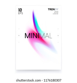 Trendy Fluid Gradient White Posters Set Design. Abstract Fashionable Backgrounds. Color Flow