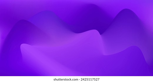 Trendy fluid neon bright wavy purple mesh gradient. Abstract violet hills, business or technology design, banner