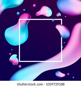 Trendy fluid shape bright gradient colors. Fluid, liquid, ink drops Design Element with Copy Space. Abstract Background Vector Illustration.