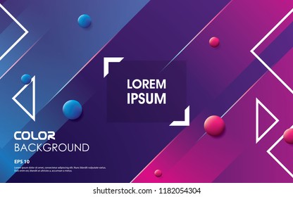 Trendy fluid shape gradient colors. with white triangle geometric. Abstract Background Vector Illustration.