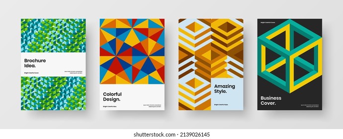 Diseño de diseño de vectores de diseño A4 de volante de moda. Asombroso conjunto de plantillas de portada de revistas de formas geométricas.