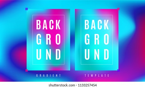 Trendy Flyer Gradient Background Template. Vivid Colorful Holographic Layout. Cover Tech Wavy Gradient Backdrop. Flat Design Background.
