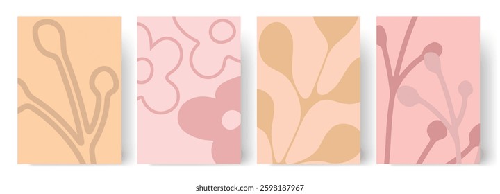 Trendy foliage art background vector. Canvas art for wallpaper, wall arts, prints, fabric, pattern and packaging. Vector aesthetic modern illustration of leaves and plants.