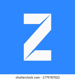 Trendy font, alphabet cut out from white paper, letter Z in the flat style, vector illustration 10EPS.
