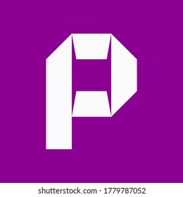 Trendy font, alphabet cut out from white paper, letter P in the flat style, vector illustration 10EPS.