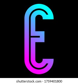 
Trendy font, bright alphabet of gradient, modern letter E, vector illustration 10EPS