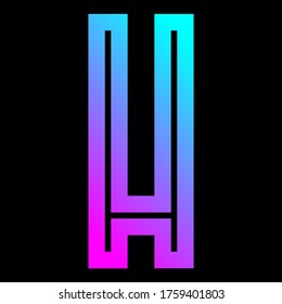 
Trendy font, bright alphabet of gradient, modern letter H, vector illustration 10EPS