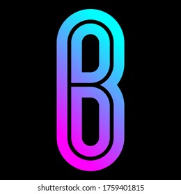
Trendy font, bright alphabet of gradient, modern letter B, vector illustration 10EPS