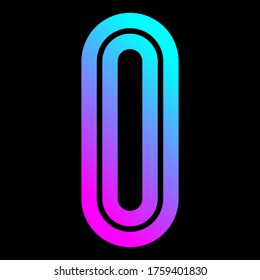 
Trendy font, bright alphabet of gradient, modern number zero, vector illustration 10EPS