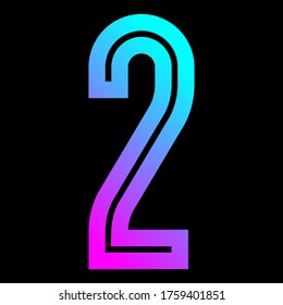 
Trendy font, bright alphabet of gradient, modern number two, vector illustration 10EPS
