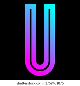 
Trendy font, bright alphabet of gradient, modern letter U, vector illustration 10EPS